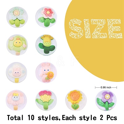20Pcs 10 Styles Transparent Resin Cabochons CRES-SZ0001-37-1
