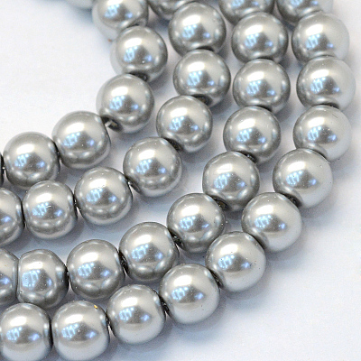 Baking Paint Pearlized Glass Pearl Round Bead Strands X-HY-Q330-8mm-34-1