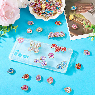 90Pcs 6 Colors Alloy Glass Cabochons FIND-TA0007-91-1