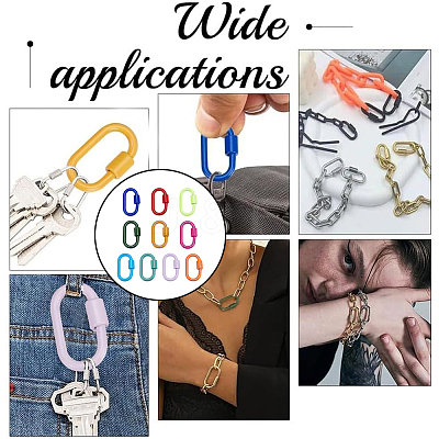 10Pcs 10 Colors Baking Paint Alloy Screw Locking Carabiners FIND-DR0002-28-1