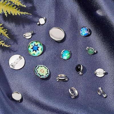 Tarnish Resistant 304 Stainless Steel Brooch Base Settings STAS-F191-04P-6mm-1