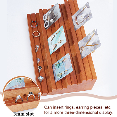 4-Tier Wood Jewelry Earring Display Card Display Risers ODIS-WH0025-179B-02-1