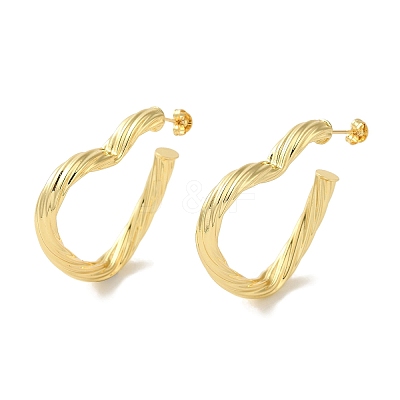 Rack Plating Twist Heart Brass Stud Earrings for Women EJEW-P272-03A-G-1