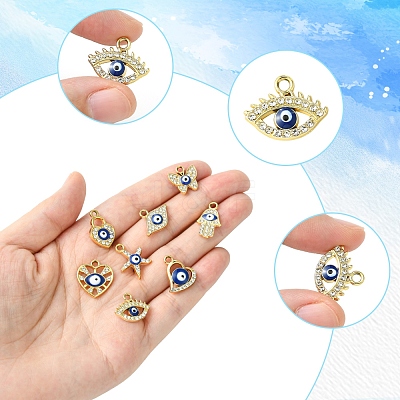 16Pcs 8 Styles UV Plating Alloy Enamel Pendants FIND-FS0002-74-1