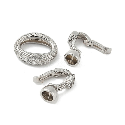 Brass Micro Pave Clear Cubic Zirconia Fold Over Clasps KK-M326-01P-1