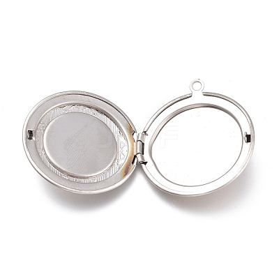 Tarnish Resistant 316 Stainless Steel Locket Pendant Cabochons Settings X-STAS-O132-04P-1