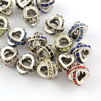 Letter X Antique Silver Plated Metal Alloy Rhinestone European Beads ALRI-Q228-16-1