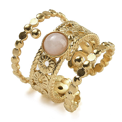 Natural Rose Quartz Finger Rings RJEW-U027-03G-08-1