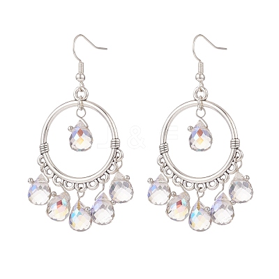 Glass Teardrop Chandelier Earrings EJEW-TA00116-1