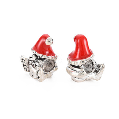 Rack Plating Alloy Enamel European Beads MPDL-N039-144-1