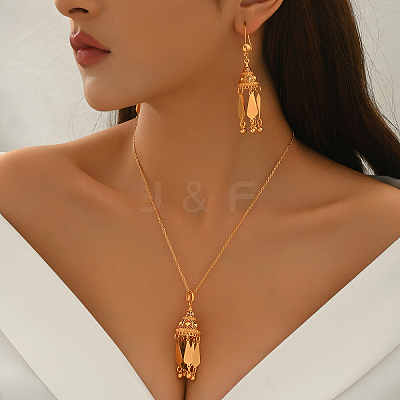 Ethnic Style Brass Cone Tassel Earrings & Necklaces Sets for Women NB2272-1