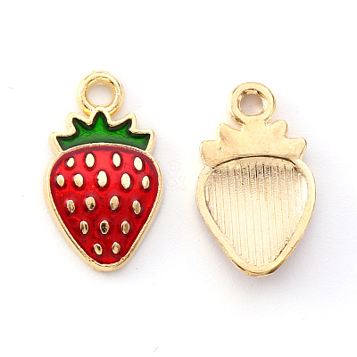Light Gold Plated Alloy Enamel Pendants X-ENAM-R136-20B-1