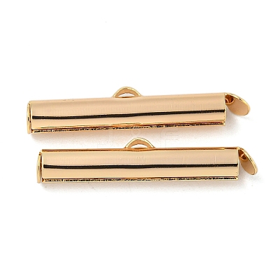 Brass Slide On End Clasp Tubes KK-N254-119G-04-1