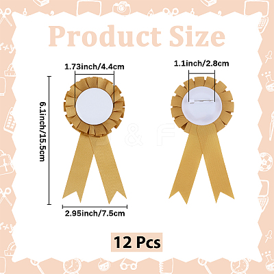 12Pcs Award Ribbon Shape Iron Badge Pins JEWB-CP0001-52-1