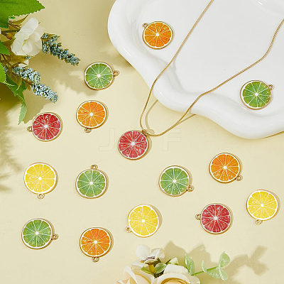 40Pcs 4 Colors Light Gold Alloy Enamel Pendants ENAM-DC0001-16-1