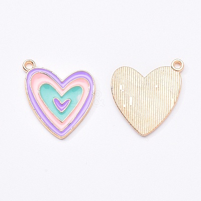 Light Gold Plated Alloy Enamel Pendants ENAM-R136-50-1