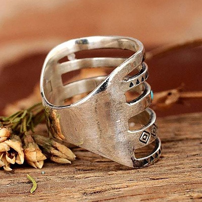 Alloy with Synthetic Turquoise Finger Rings FS-WG0500F-03-1