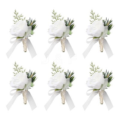 Silk Cloth Artificial Flower Boutonniere AJEW-WH0258-295-1