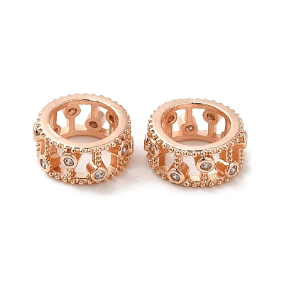 Rack Plating Brass Cubic Zirconia Beads KK-K349-06RG-1