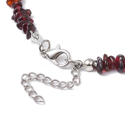 Natural Garnet Chip Beaded Necklace NJEW-JN04615-09-1