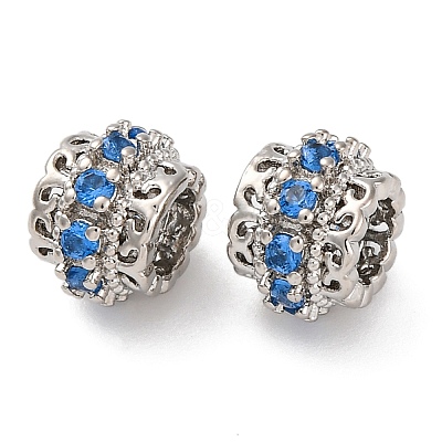 Brass Micro Pave Cubic Zirconia European Beads KK-H513-06P-1