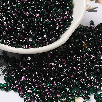 Spray Painted Glass Seed Beads SEED-F005-10A-04-1