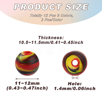 12Pcs 6 Colors Handmade Frosted Lampwork Beads LAMP-BT0001-02-1