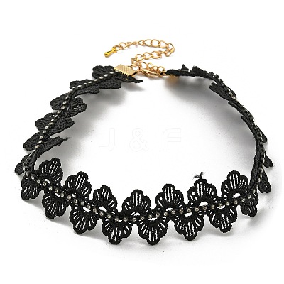 Polyester Lace Choker Necklaces NJEW-R263-27B-G-1