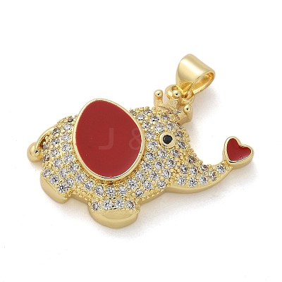 Elephant Brass Micro Pave Cubic Zirconia and Enamel Pendants KK-M319-05G-1