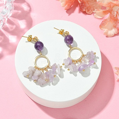 Golden Brass Ring Chandelier Earrings EJEW-TA00289-02-1