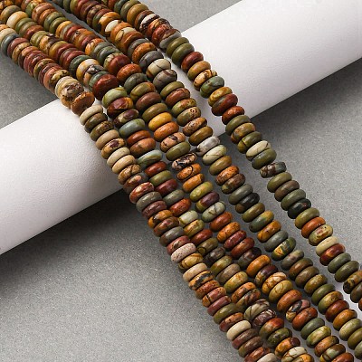 Natural Polychrome Jasper/Picasso Stone/Picasso Jasper Beads Strands G-L624-H04-6x2mm-1