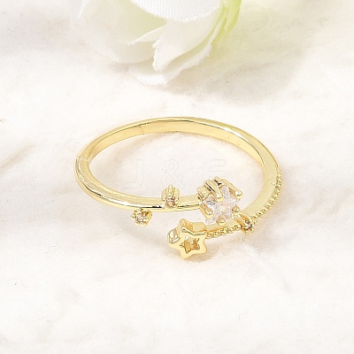 Brass Micro Pave Clear Cubic Zirconia Cuff Open Rings for Women CU-CBAE7DF-12G-06-1