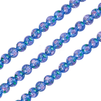 1 Strand Handmade Glod Sand Lampwork Beads Strands LAMP-TA0002-09H-1