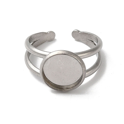 Non-Tarnish 304 Stainless Steel Cuff Ring Settings STAS-E202-02B-P-1