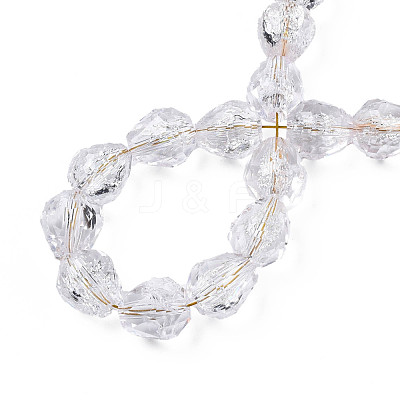 Transparent Crackle Glass Beads Strands GLAA-N051-03-1