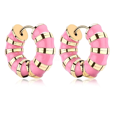 Enamel Striped Thick Hoop Earrings JE1110H-1