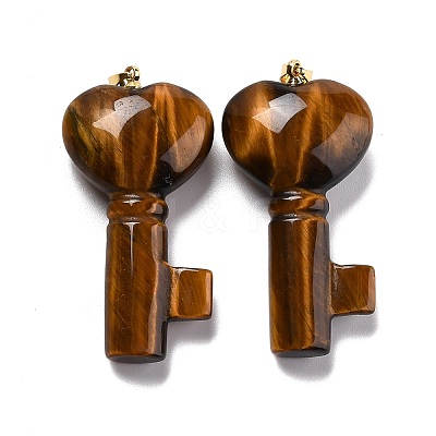 Natural Tiger Eye Pendants G-B020-05G-03-1