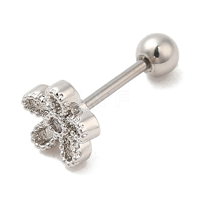 Brass Micro Pave Clear Cubic Zirconia Stud Earrings LS-EJEW-L265-02P-1