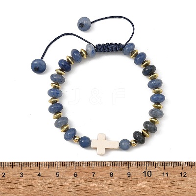 Natural & Synthetic Mixed Gemstone Rondelle Braided Bead Bracelets for Women BJEW-JB14385-1