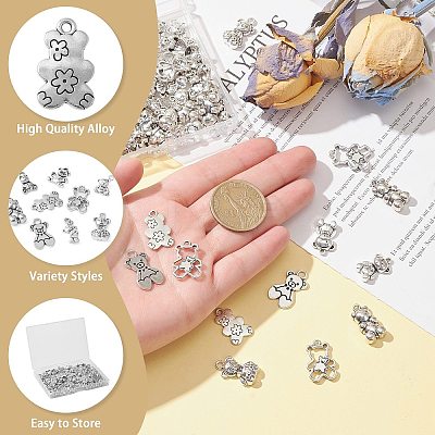 100Pcs 10 Styles Tibetan Style Alloy Pendants TIBEP-CJ0003-11-1