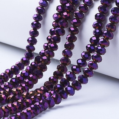 Electroplate Transparent Glass Beads Strands X-EGLA-A034-T8mm-UA06-1