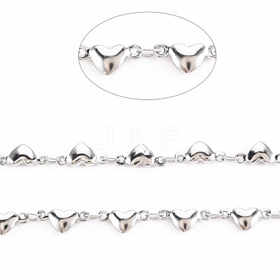 Non-Tarnish 201 Stainless Steel Heart & Oval Link Chains STAS-N092-116-1