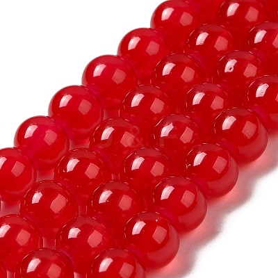 Baking Paint Imitation Jade Glass Round Bead Strands X1-DGLA-Q021-8mm-05-1