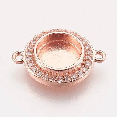 Brass Micro Pave Cubic Zirconia Links X-KK-P146-01RG-1