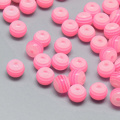 Transparent Stripe Resin Beads LS-RESI-S345-6mm-01-1