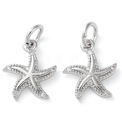 Rack Plating Brass Micro Pave Clear Cubic Zirconia Charms KK-D097-04P-1