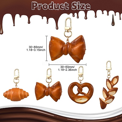 1 Set 4Pcs 4 Styles Simulated Alkaline Water Bread Keychains ST-CJ0028-10-1