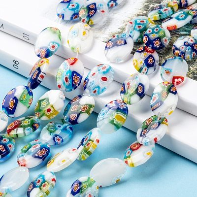Handmade Millefiori Glass Beads Strands LK137-1