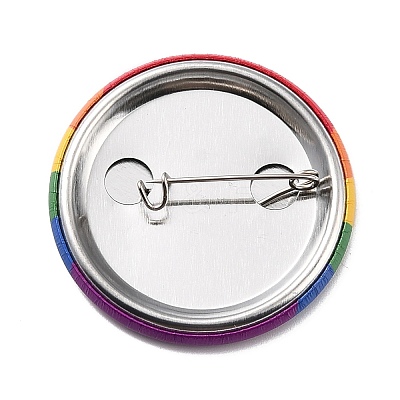 Flat Round Rainbow Strip Iron Brooch LS-JEWB-P009-A01-1