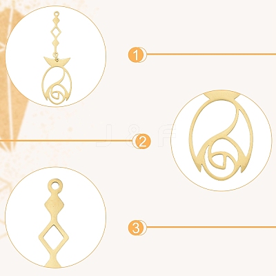 8Pcs 8 Styles Ion Plating(IP) 201 Stainless Steel Pendants STAS-YW0011-21-1
